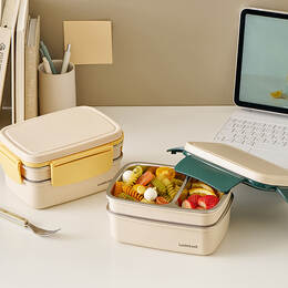 LocknLock 1.6L 2-Layer Stainless Steel Lunch Box with Compartments, Stainless Steel - LCB500